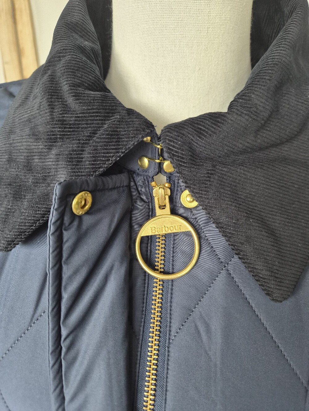 Barbour Cookston Quilted Long Coat Navy Classic Hooded Jacket Size 6 - Picture 2 of 4
